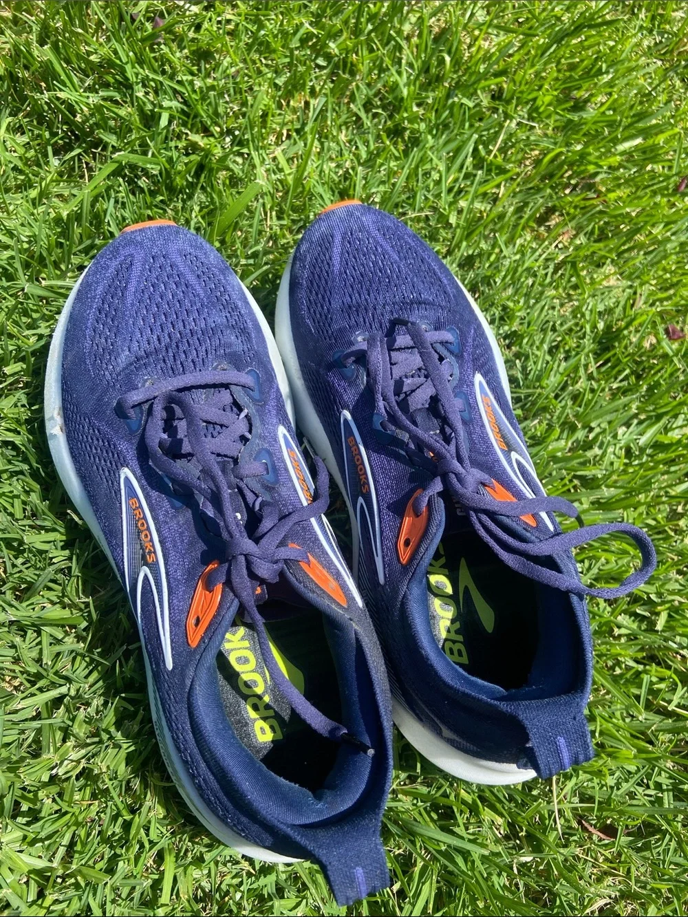 Brooks Navy Running Shoes with Orange Accents